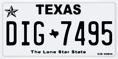 TX license plate DIG7495