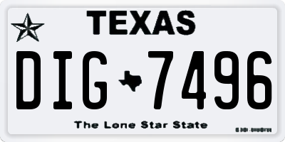 TX license plate DIG7496