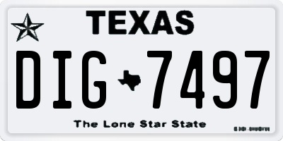 TX license plate DIG7497