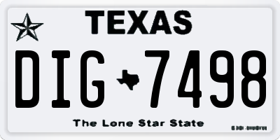 TX license plate DIG7498