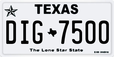 TX license plate DIG7500