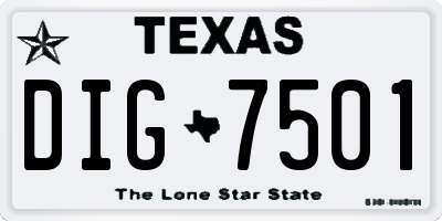 TX license plate DIG7501