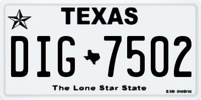 TX license plate DIG7502