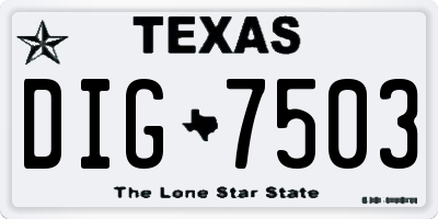 TX license plate DIG7503