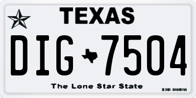 TX license plate DIG7504