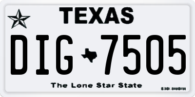 TX license plate DIG7505