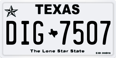 TX license plate DIG7507