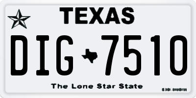 TX license plate DIG7510