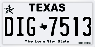 TX license plate DIG7513