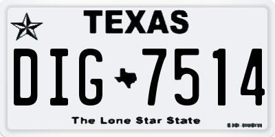 TX license plate DIG7514