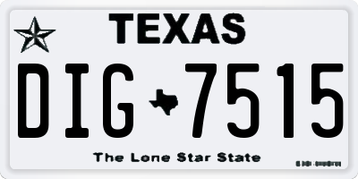 TX license plate DIG7515