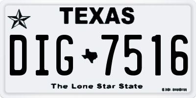 TX license plate DIG7516
