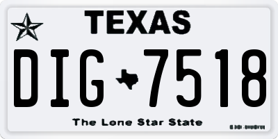 TX license plate DIG7518