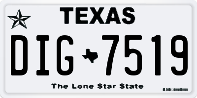 TX license plate DIG7519