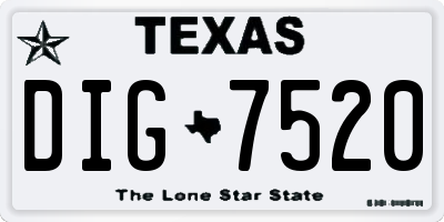 TX license plate DIG7520