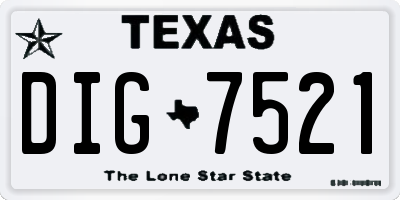 TX license plate DIG7521