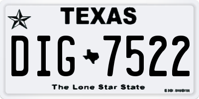 TX license plate DIG7522