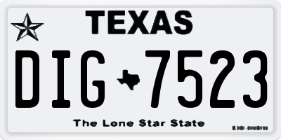 TX license plate DIG7523