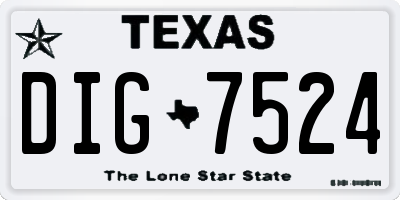 TX license plate DIG7524