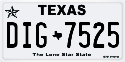 TX license plate DIG7525