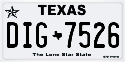 TX license plate DIG7526