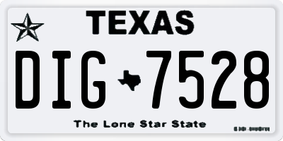 TX license plate DIG7528