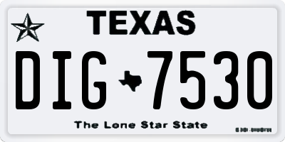 TX license plate DIG7530