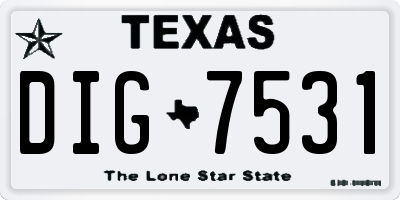 TX license plate DIG7531