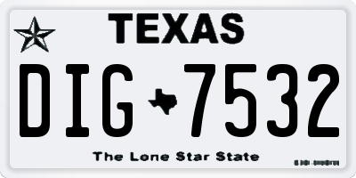 TX license plate DIG7532