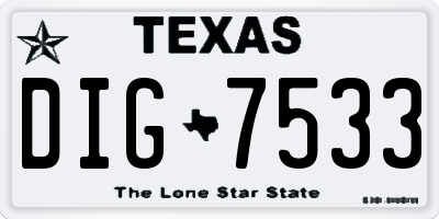 TX license plate DIG7533