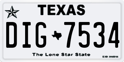 TX license plate DIG7534