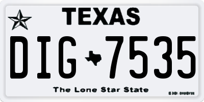 TX license plate DIG7535
