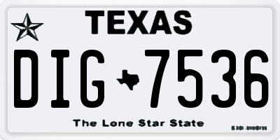 TX license plate DIG7536