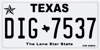 TX license plate DIG7537