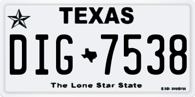 TX license plate DIG7538