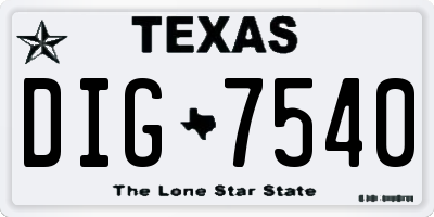 TX license plate DIG7540
