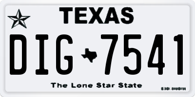 TX license plate DIG7541