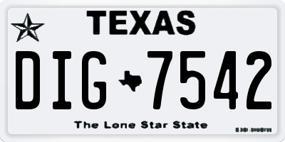TX license plate DIG7542