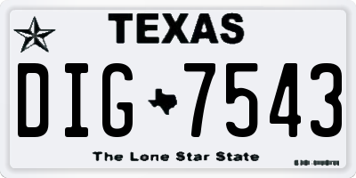 TX license plate DIG7543