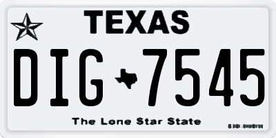 TX license plate DIG7545