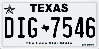 TX license plate DIG7546