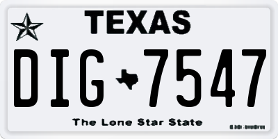 TX license plate DIG7547