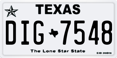 TX license plate DIG7548