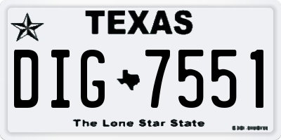 TX license plate DIG7551