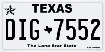 TX license plate DIG7552