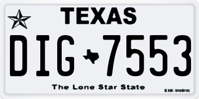 TX license plate DIG7553