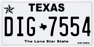 TX license plate DIG7554