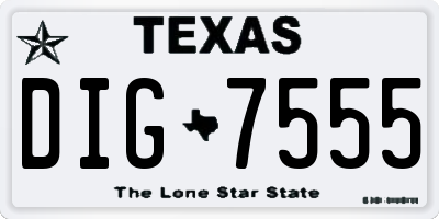 TX license plate DIG7555