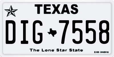 TX license plate DIG7558