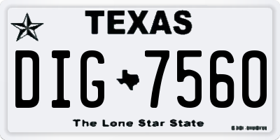 TX license plate DIG7560